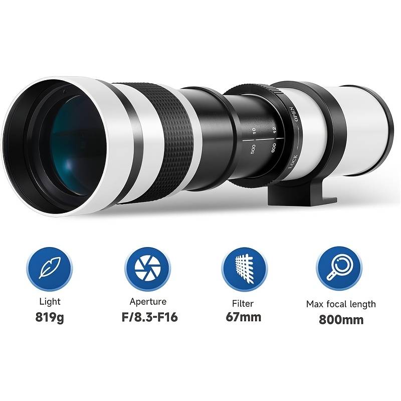 Photography Ratio - キヤノン/ニコン/ソニー用超望遠レンズ - 420-800mm F/8.3-16 ロングフォーカスレンズ（マニュアルズーム） マニュアルフォーカス一眼レフカメラ用レンズ