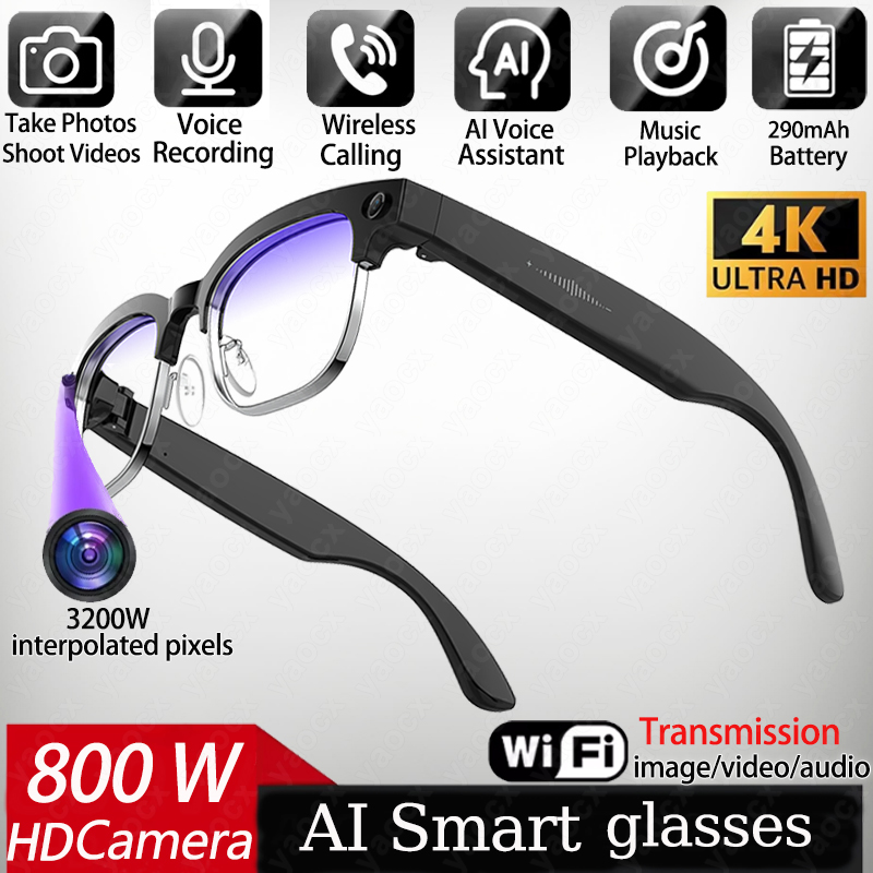 Photography Japanese - 4KスマートAIグラス 8MPカメラ搭載 ビデオ録画 写真認識 翻訳対応 Bluetooth通話