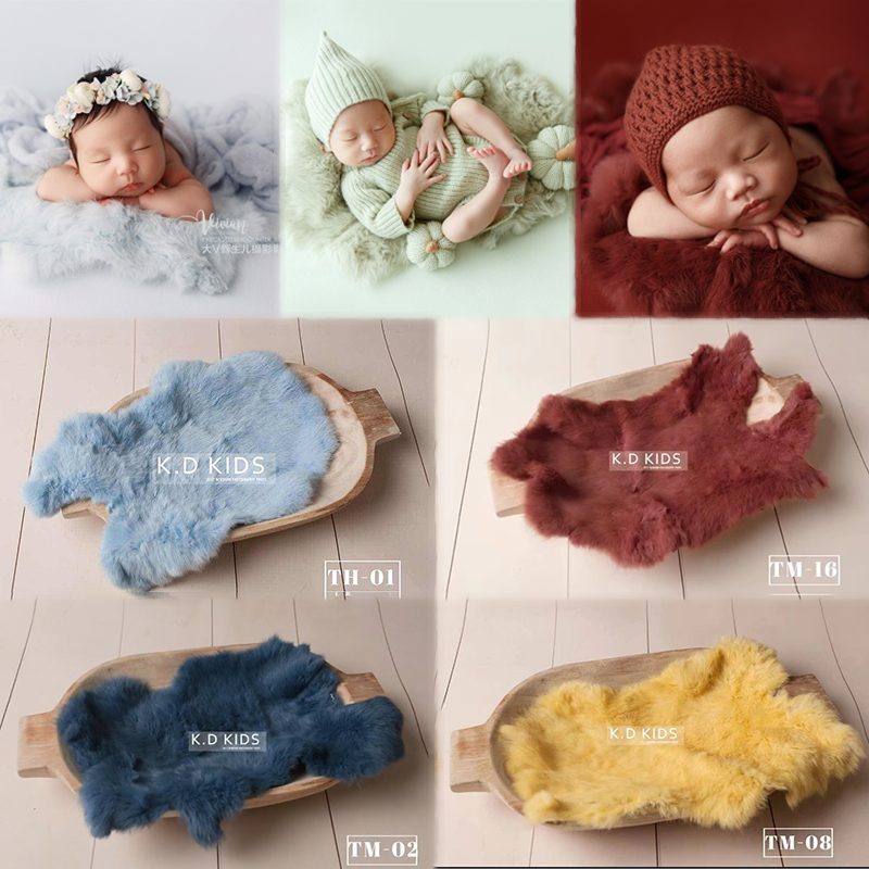 Photography Life - 新生児の写真撮影アクセサリーベビーブランケット天然ウサギの毛皮の敷物幼児撮影プロップソフトバスケットフィラースタジオ写真小道具