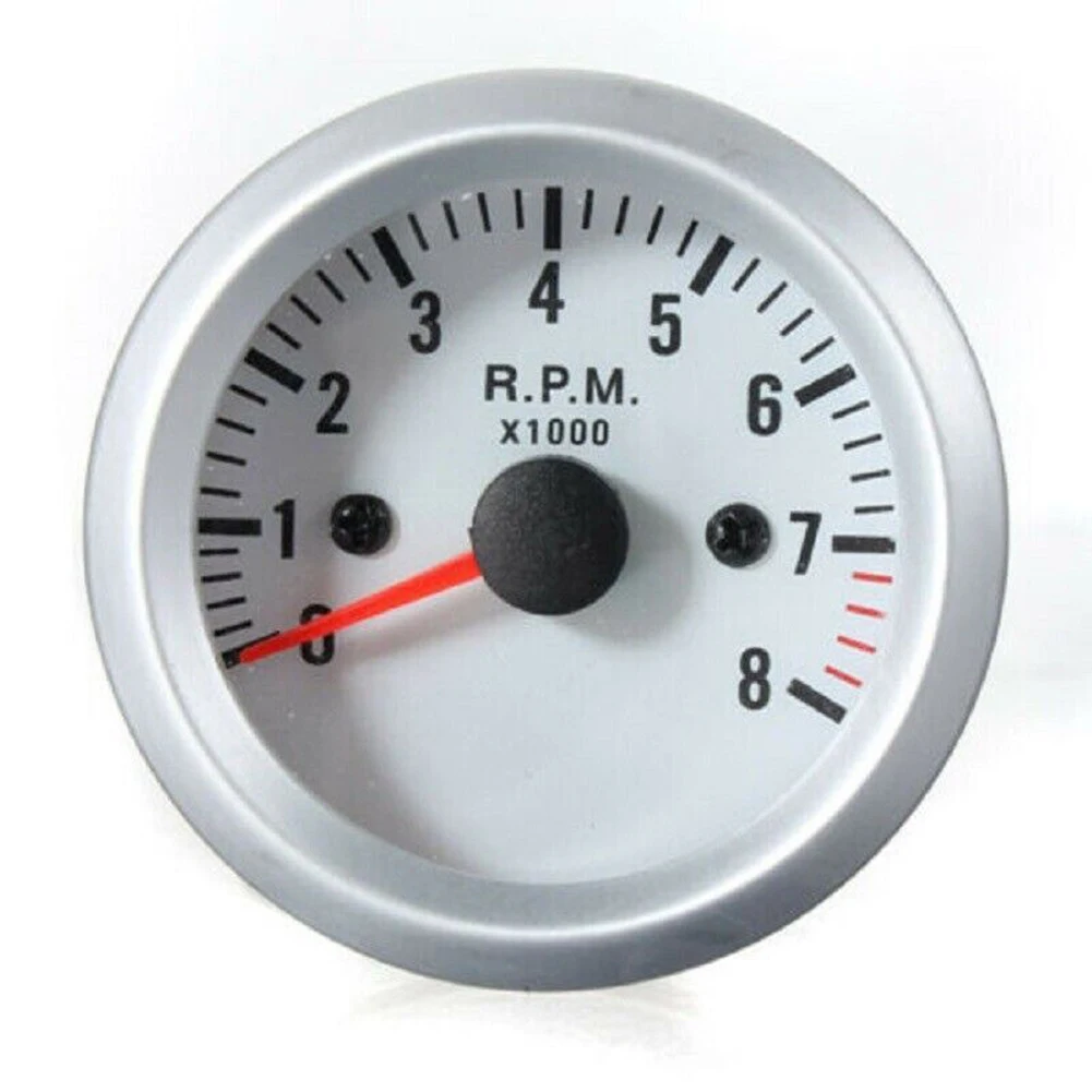 Light Meter Incident - 2 52mm 車用エンジンタコメーターゲージメーター、白い文字盤に青色LED、0～8,000 RPMを表示、ガソリン車専用、12V
