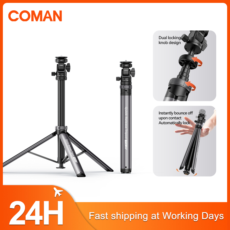 Photography Basics - COMAN MT68 ワンクリックポップアップクイックリリースライトスタンド 写真撮影用ライト DSLRカメラ三脚 7段伸縮
