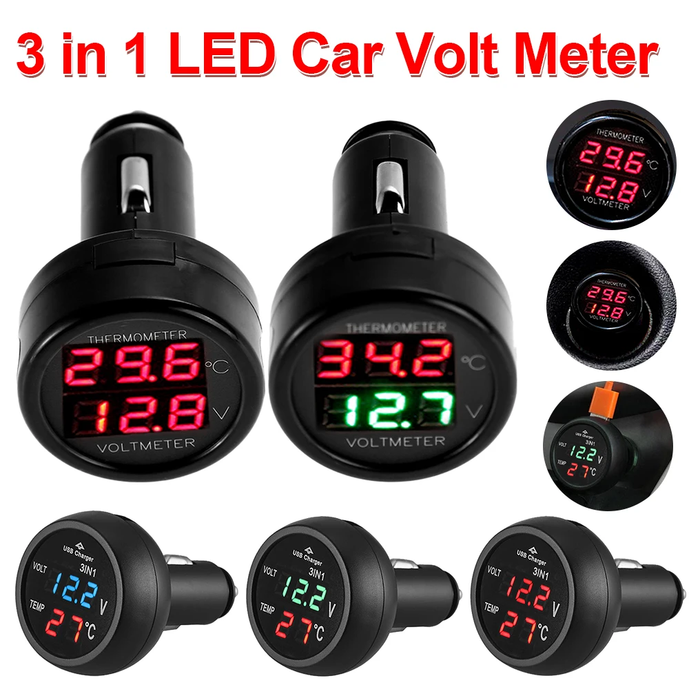 Light Meter Incident - デジタルLEDディスプレイ,USB充電,3 in 1充電器,シガレットライター,温度12 v,24v