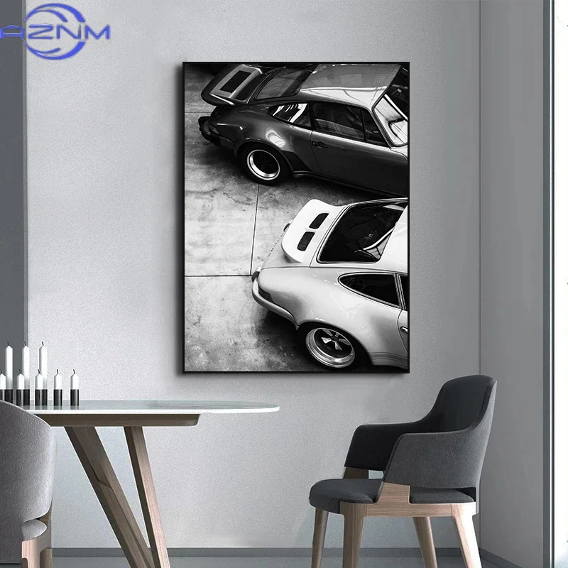 現代ファッションウォールアートシンプルな黒と白の高級車HDキ - Photography Trend のレビューと価格