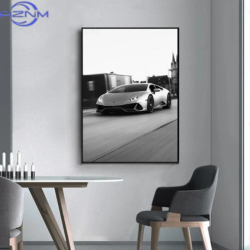 現代ファッションウォールアートシンプルな黒と白の高級車HDキ - Photography Trend のレビューと価格