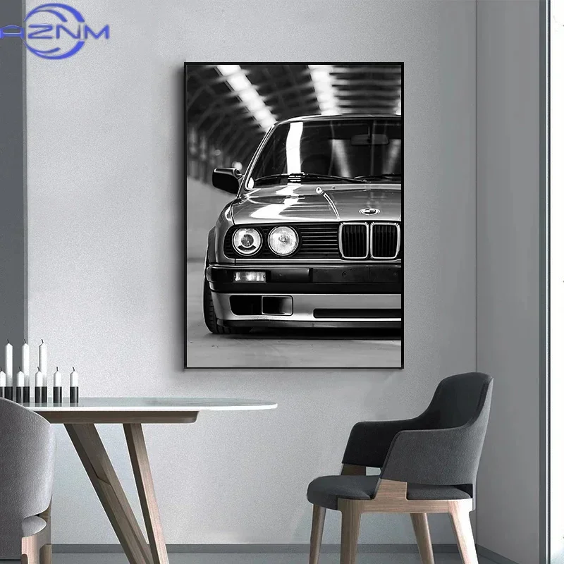 現代ファッションウォールアートシンプルな黒と白の高級車HDキ - Photography Trend のレビューと価格