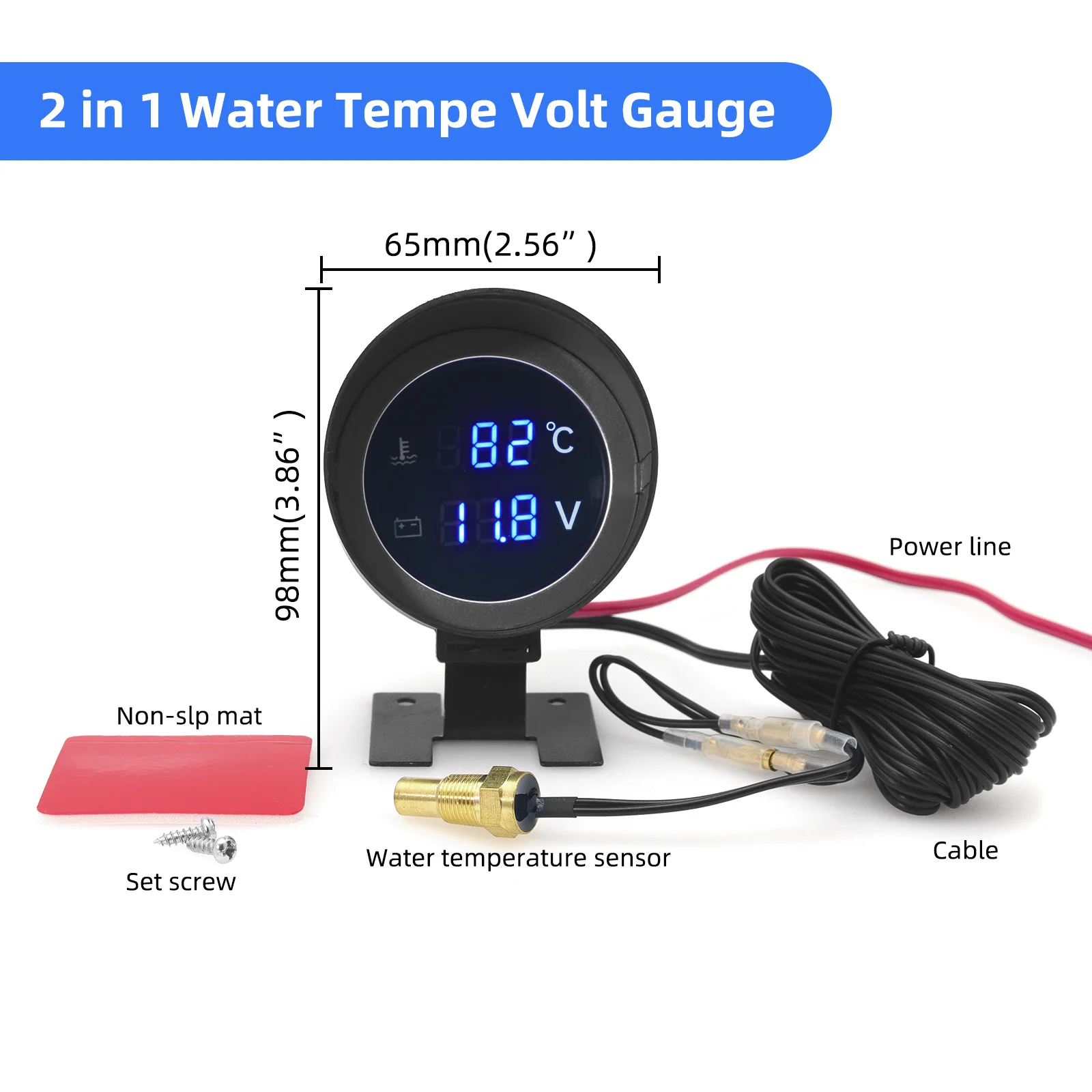 2 で 1 ラウンド LED デジタル水温計電圧計ボルト電圧 - Light Meter Incident のレビューと価格