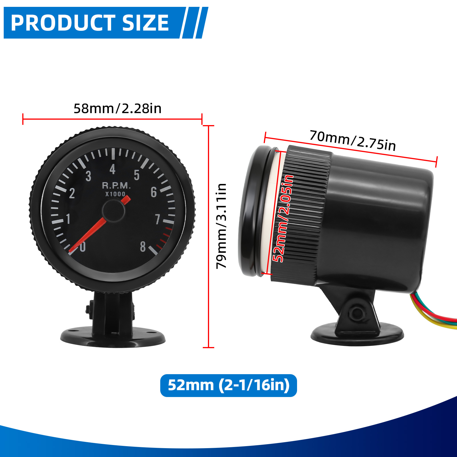 2インチ 52mm タコメーター 車用メーター RPM ゲー - Light Meter Incident のレビューと価格