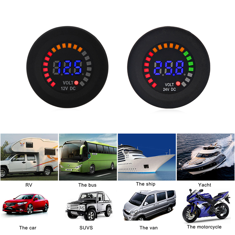 24V 12V DC電圧計 カラーLEDデジタル表示 電圧計 - Light Meter Incident のレビューと価格