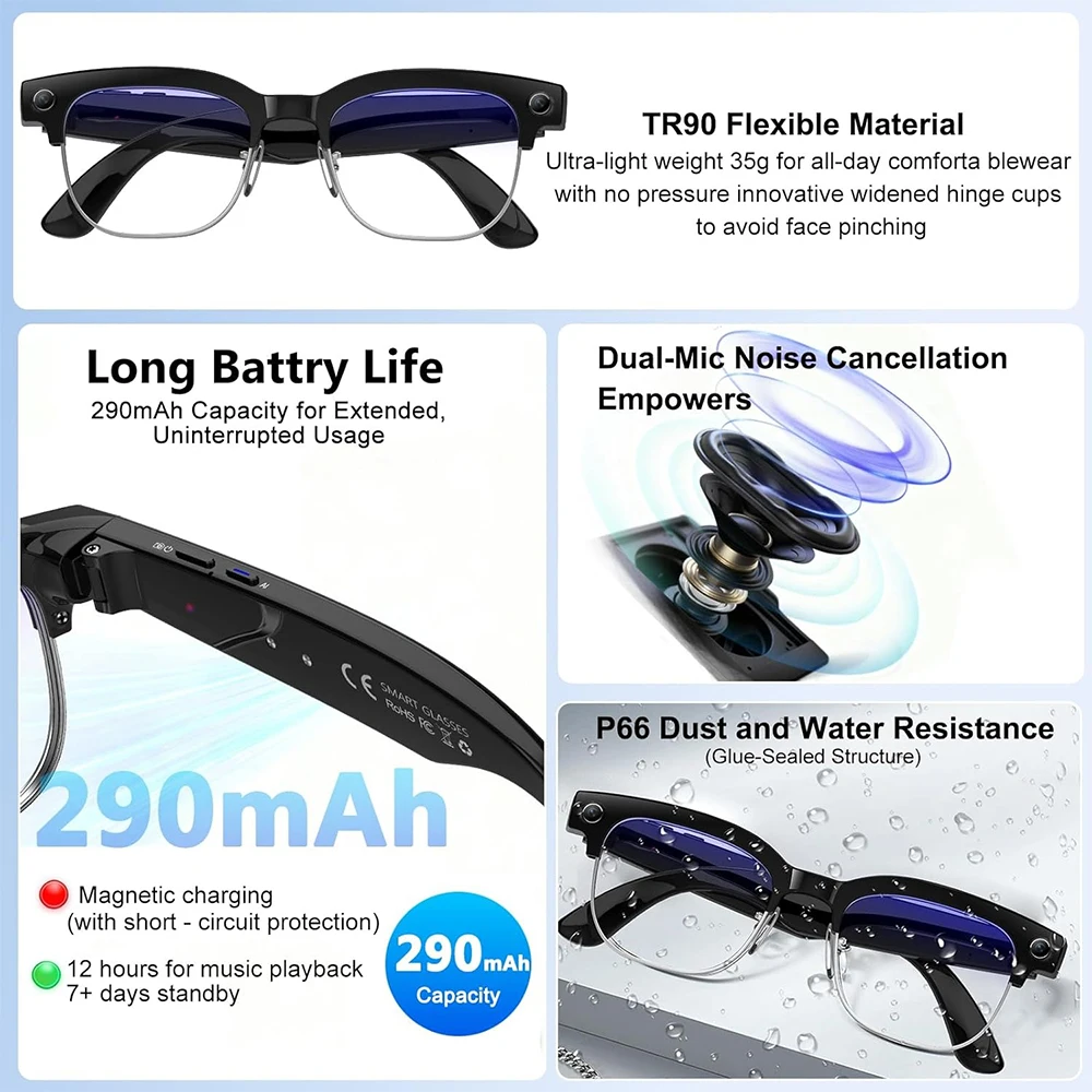 4KスマートAIグラス 8MPカメラ搭載 ビデオ録画 写真認 - Photography Japanese のレビューと価格