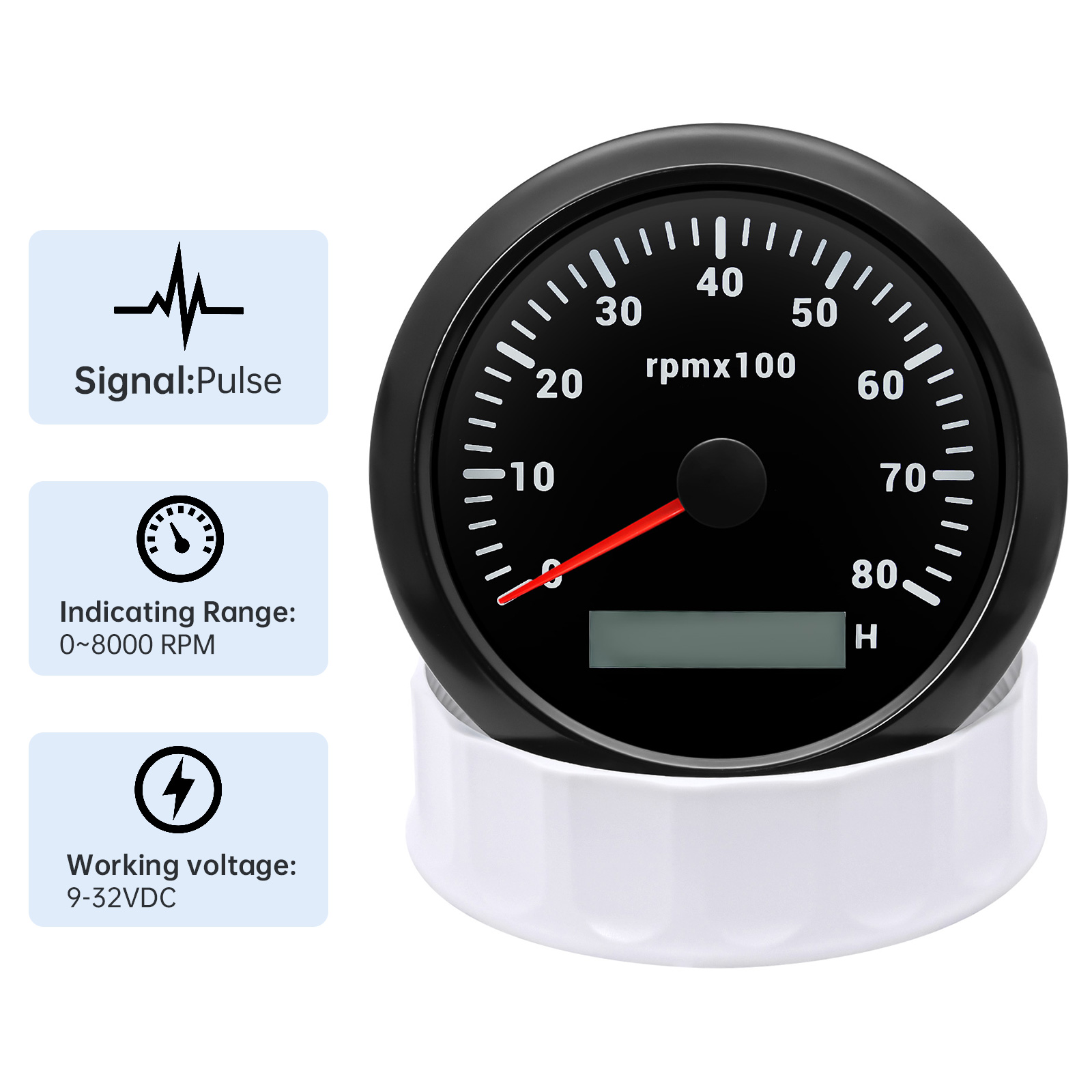 ラウンド自動タコメーター,8000 rpm,LCDライト付き - Light Meter Incident のレビューと価格