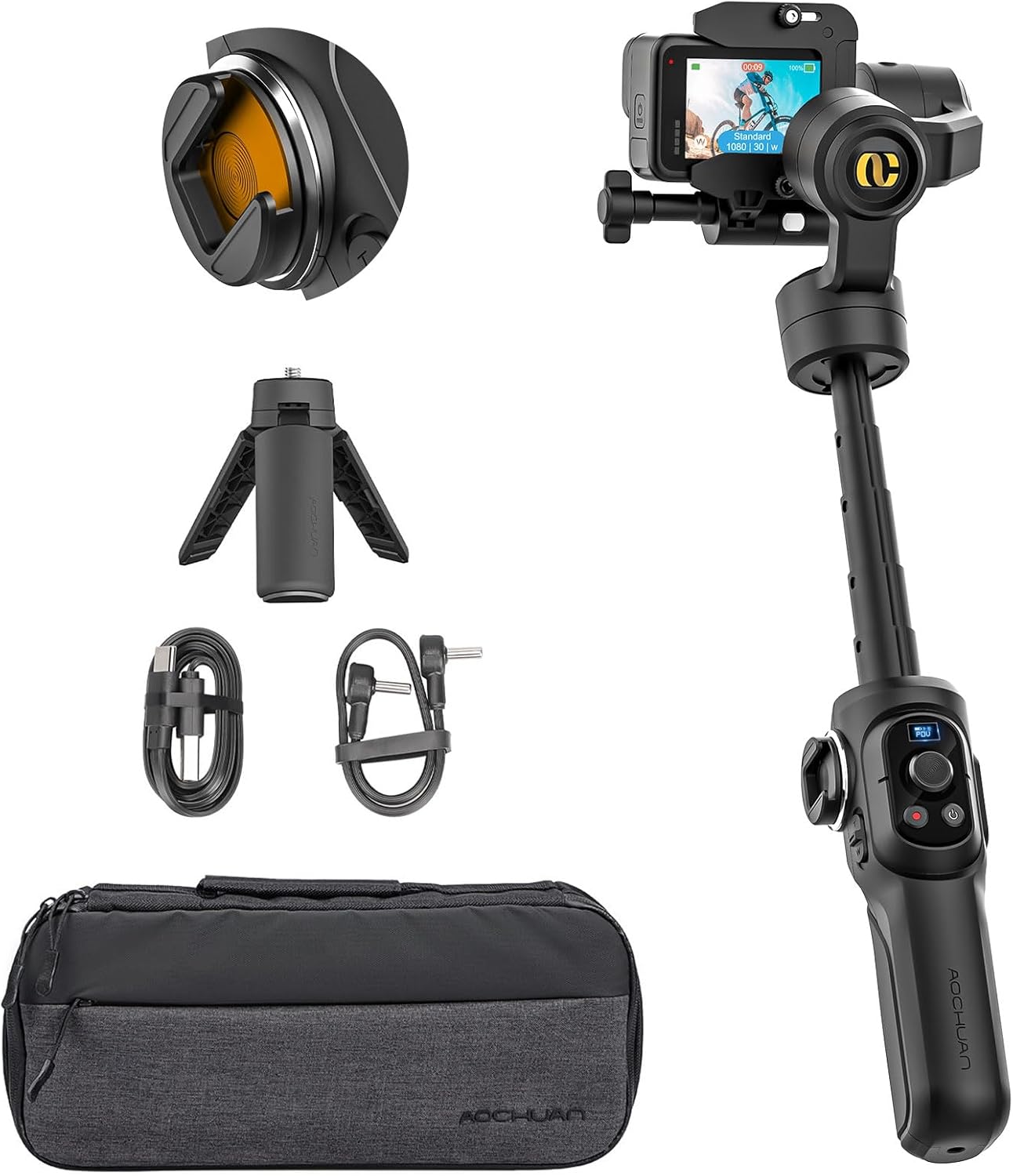アクションカメラ用3軸ハンドヘルドスタビライザー、内蔵19c - Handheld Stabilizer Gimbal のレビューと価格