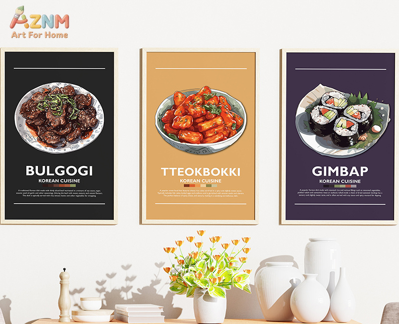 AZNM フレームレスキャンバスポスター 韓国料理プリント、 - Photography Of Food のレビューと価格