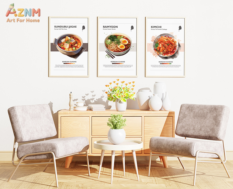 AZNM フレームレスキャンバスポスター 韓国料理プリント、 - Photography Of Food のレビューと価格