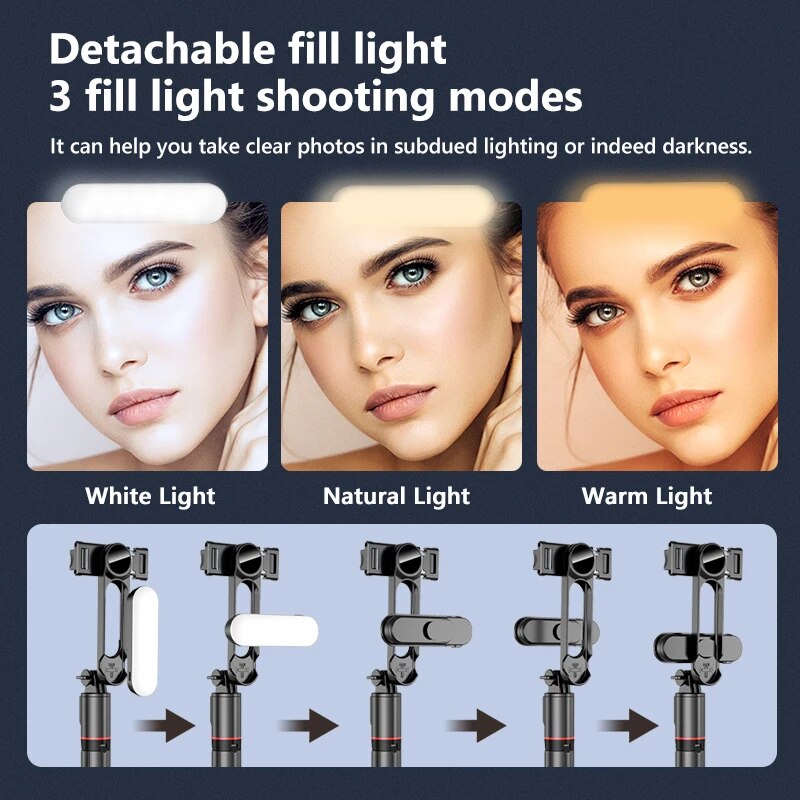 ポータブルミニ360度回転セルフィースティック三脚、LEDフ - Photography Basics のレビューと価格