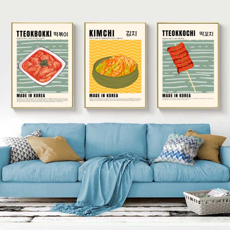アジア食品キャンバス絵画ポスター日本のラーメン韓国キムチ料理 - Photography Of Food のレビューと価格