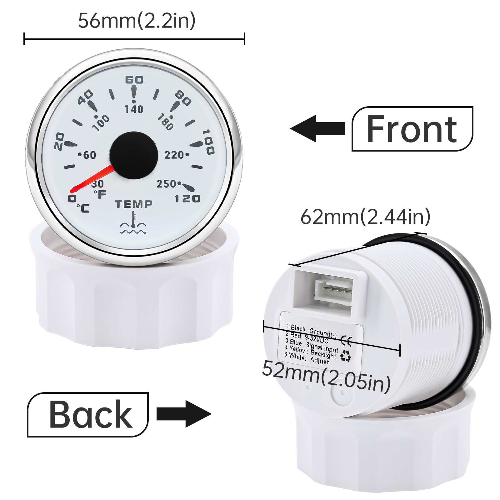 防水水温計,センサー付き温度計,52mm, 7色LED, 0 - Light Meter Incident のレビューと価格