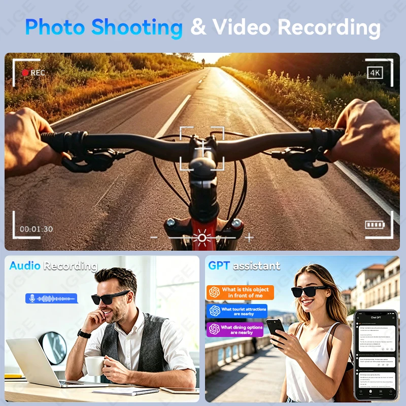 13MP HDカメラ搭載スマートグラス AI翻訳機能付き 手 - Photography Translate のレビューと価格
