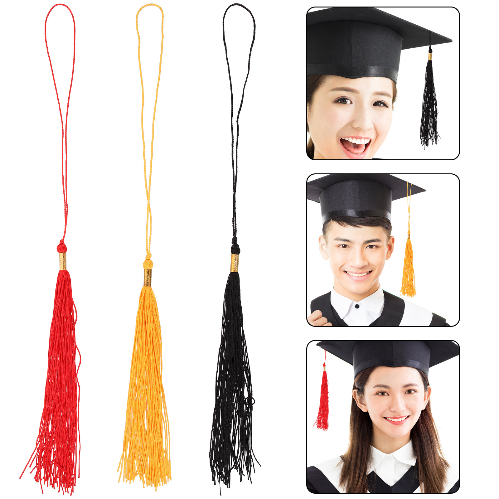 学士・修士・博士用帽子装飾タッセル3個セット、卒業式用装飾フ - Photography Graduation のレビューと価格