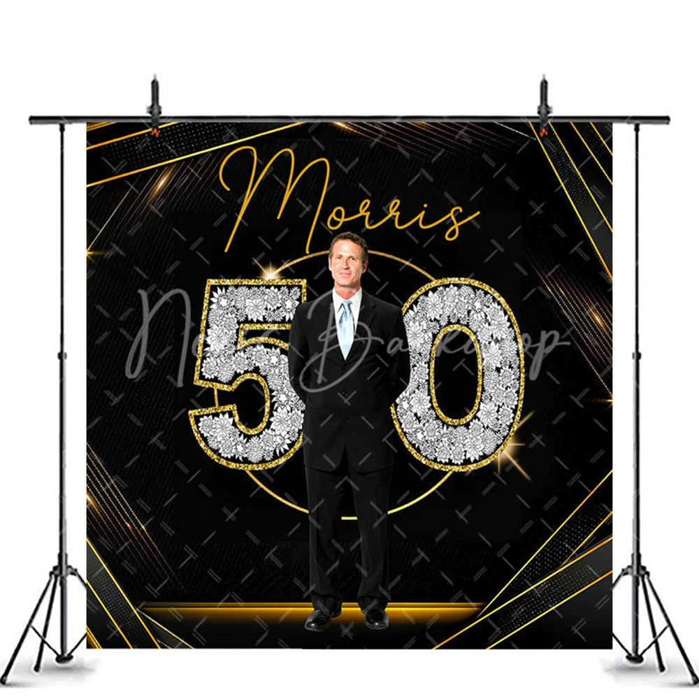 ダイヤモンドムーブ50 ブラックゴールド背景幕 誕生日パーテ - Photography Names のレビューと価格